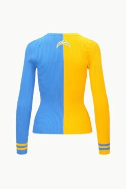 THE STAUD NFL CARGO SWEATER | LOS ANGELES CHARGERS -Staud Store STAUD CARGOSWEATERXNFL SWEATER LOSANGELESCHARGERS FANATICS 23 ECOM 2