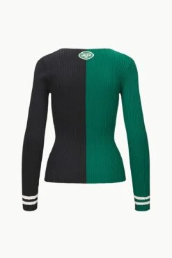 THE STAUD NFL CARGO SWEATER | NEW YORK JETS -Staud Store STAUD CARGOSWEATERXNFL SWEATER NEWYORKJETS FANATICS 23 ECOM 2