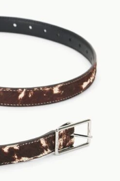 CLASSIC JEANS BELT | BROWN & TAN HAIRCALF 3 CLASSIC JEANS BELT | BROWN & TAN HAIRCALF -Staud Store STAUD CLASSIC20MMWIDE BELT BROWNTANHAIRCALF FALL 23 ECOM 2