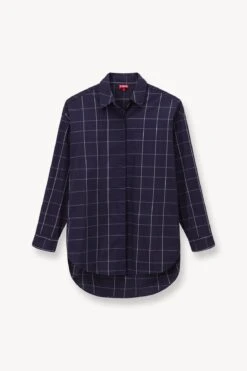 COLTON DRESS | NAVY PLAID -Staud Store STAUD COLTON DRESS NAVY PLAID SUPF 23 ECOM 1