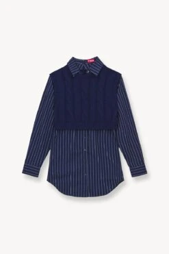 COOPER TOP | NAVY PINSTRIPE -Staud Store STAUD COOPER KNIT TOP NAVY NAVY PINSTRIPE FALL 23 ECOM 1