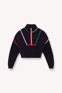 CROPPED HAMPTON SWEATER | NAVY MULTI -Staud Store STAUD CROPPED HAMPTON SWEATER NAVY MULTI SUPF 23 ECOM 1 1