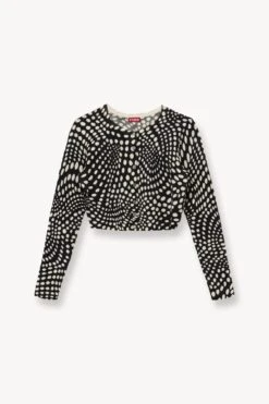 DEANNA SWEATER | BLACK WAVY DOT -Staud Store STAUD DEANNA SWEATER BLACK WAVY DOTS SUPF 23 ECOM 1
