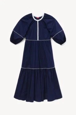 DEMI DRESS | NAVY WHITE -Staud Store STAUD DEMI DRESS NAVY SPRING 23 ECOM 1