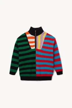 HAMPTON SWEATER | CABANA STRIPE MULTI -Staud Store STAUD HAMPTON SWEATER CABANASTRIPEMULTI HOLIDAY 22 ECOM 1