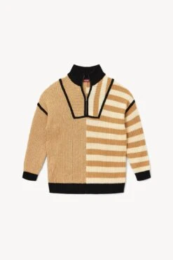 HAMPTON SWEATER | SAHARA STRIPE -Staud Store STAUD HAMPTON SWEATER SAHARASTRIPE FALL 22 ECOM 1