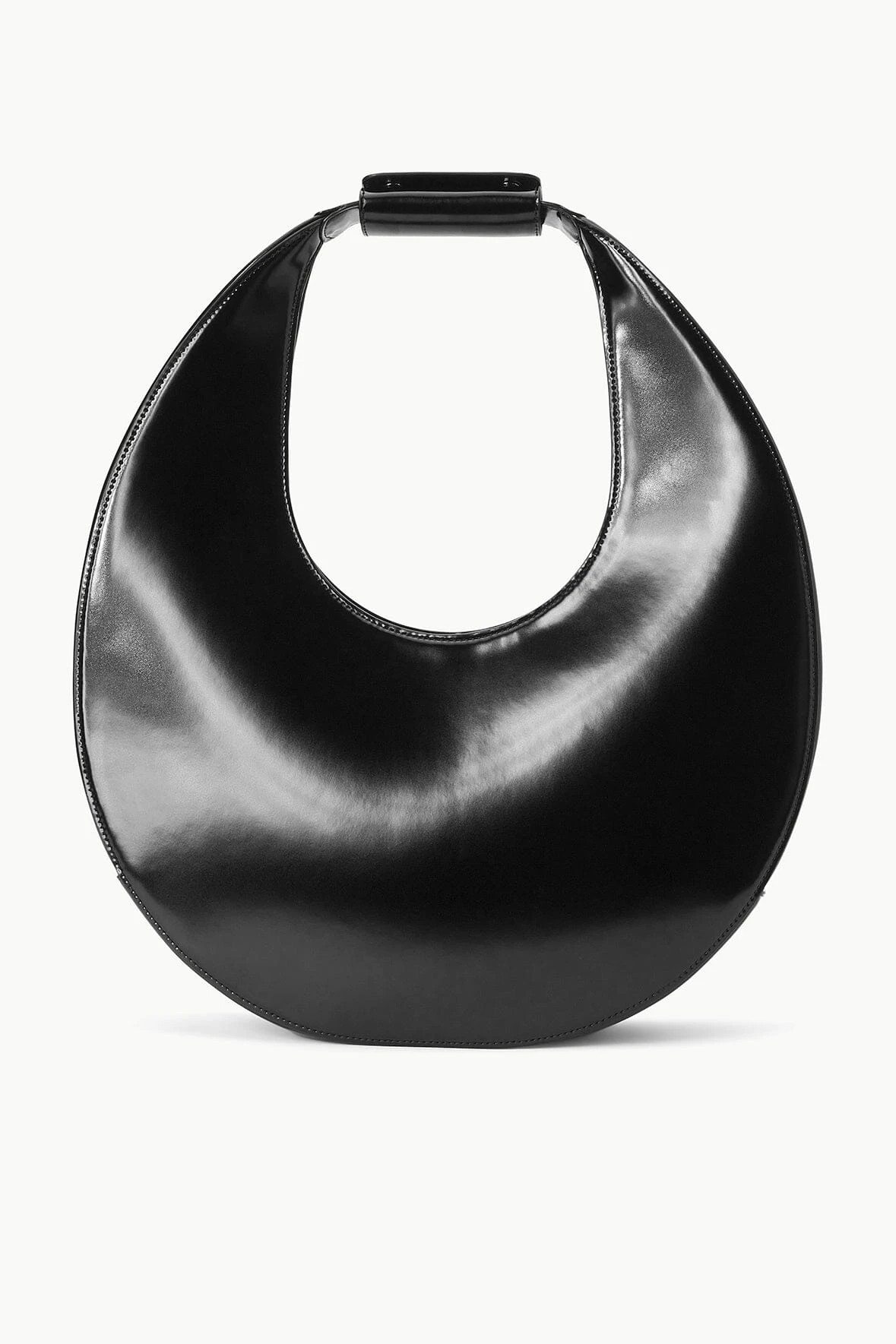 LARGE MOON BAG | BLACK POLISHED LARGE MOON BAG | BLACK POLISHED -Staud Store STAUD LARGEMOOON TOTEBAG BLACK FALL 23 ECOM 1