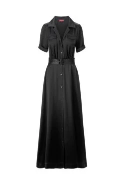MILLIE DRESS | BLACK SATIN -Staud Store STAUD MILLIEDRESS BLACK ECOM 1