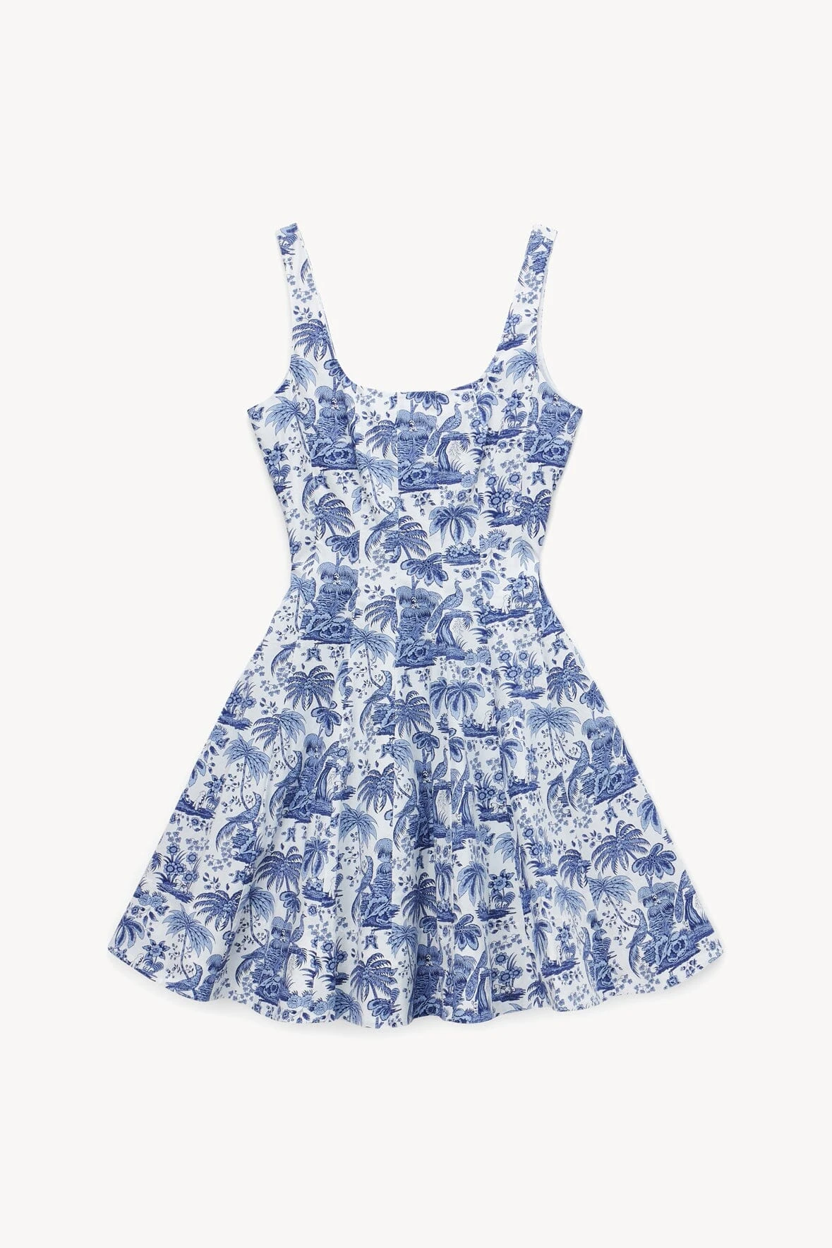 MINI WELLS DRESS | BLUE TOILE MINI WELLS DRESS | BLUE TOILE -Staud Store STAUD MINI WELLS DRESS BLUE TOILE SPRING 23 ECOM 1