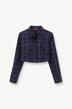 SENECA TOP | NAVY PLAID -Staud Store STAUD SENECA TOP NAVY PLAID SUPF 23 ECOM 1