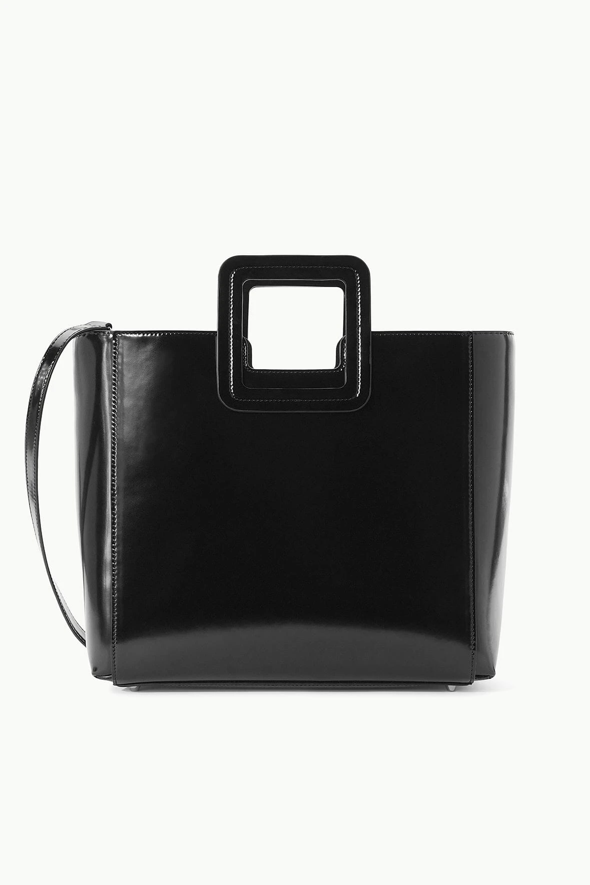 SHIRLEY LEATHER BAG | BLACK POLISHED SHIRLEY LEATHER BAG | BLACK POLISHED -Staud Store STAUD SHIRLEYLEATHER TOTE BLACK FALL 23 ECOM 1