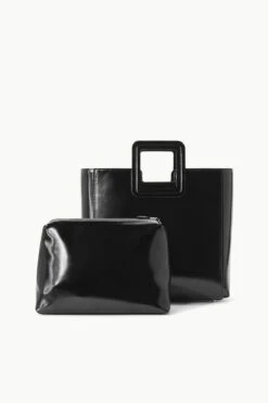 SHIRLEY LEATHER BAG | BLACK POLISHED 4 SHIRLEY LEATHER BAG | BLACK POLISHED -Staud Store STAUD SHIRLEYLEATHER TOTE BLACK FALL 23 ECOM 3