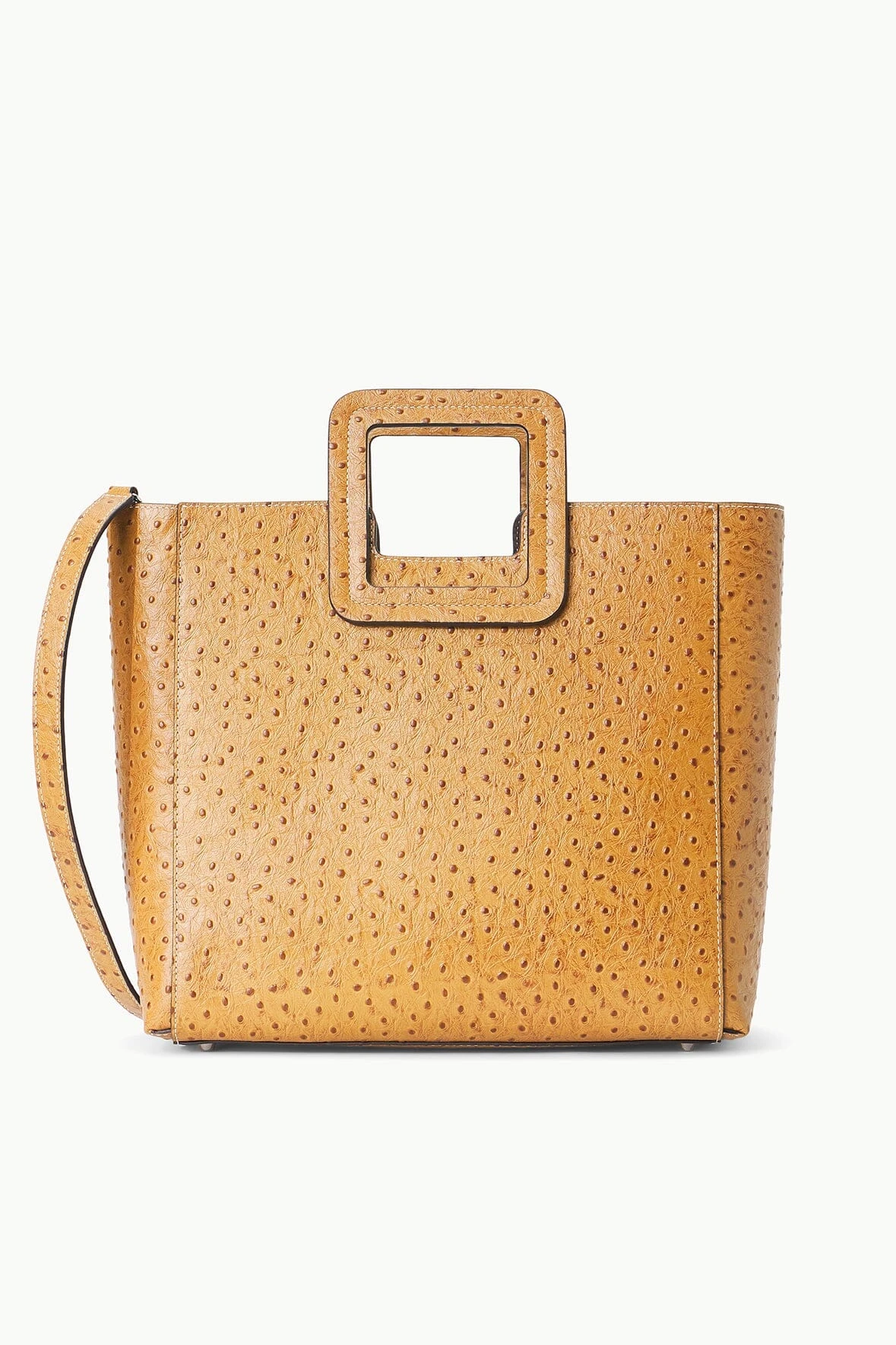 SHIRLEY LEATHER BAG | WALNUT OSTRICH EMBOSSED SHIRLEY LEATHER BAG | WALNUT OSTRICH EMBOSSED -Staud Store STAUD SHIRLEYLEATHER TOTE WALNUT FALL 23 ECOM 1