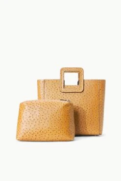 SHIRLEY LEATHER BAG | WALNUT OSTRICH EMBOSSED 4 SHIRLEY LEATHER BAG | WALNUT OSTRICH EMBOSSED -Staud Store STAUD SHIRLEYLEATHER TOTE WALNUT FALL 23 ECOM 3