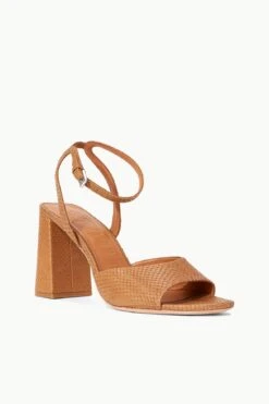 SOLANGE HEEL | TAN SNAKE EMBOSSED -Staud Store STAUD SOLANGE HEEL TAN SPRING 23 ECOM 1