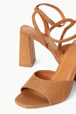 SOLANGE HEEL | TAN SNAKE EMBOSSED -Staud Store STAUD SOLANGE HEEL TAN SPRING 23 ECOM 4