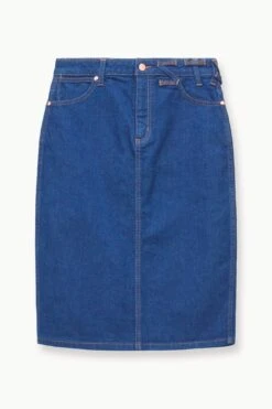 STAUD + WRANGLER THE PENCIL SKIRT | DARK RINSE -Staud Store STAUD THEPENCILSKIRT DENIMSKIRT DARKRINSE WRANGLER 23 ECOM 1