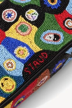 TOMMY BEADED BAG | BLACK MILLEFIORI -Staud Store STAUD TOMMY BEADED BAG MILLEFIOREBLACK FALL 22 ECOM 4