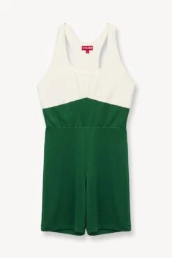 BOUNCE SHORT UNITARD | COURT GREEN IVORY -Staud Store STAUD UNKNOWN SHORT JUMPSUIT GREEN SUPF 23 ECOM 1