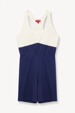 BOUNCE SHORT UNITARD | NAVY IVORY -Staud Store STAUD UNKNOWN SHORT JUMPSUIT NAVY SUPF 23 ECOM 1