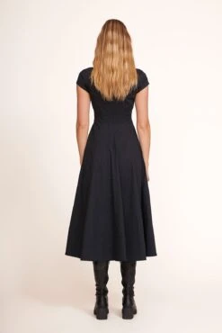 SHORT SLEEVE WELLS DRESS | BLACK -Staud Store Short Sleeve Wells Dress Black 006 edit web