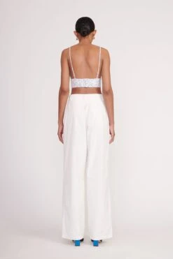 JULES BLOCK HEEL | INK ISLAND BLUE 9 JULES BLOCK HEEL | INK ISLAND BLUE -Staud Store Tatum Top Blue Palm Luisa Pant Ivory 00356 web