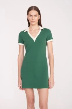 VOLLEY DRESS | COURT GREEN IVORY 4 VOLLEY DRESS | COURT GREEN IVORY -Staud Store Volley Dress Green Ivory 036 01999 web
