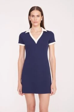 VOLLEY DRESS | NAVY IVORY -Staud Store Volley Dress Navy Ivory 023 01295 web