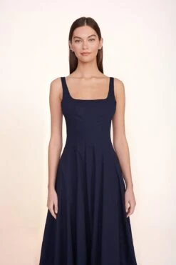 WELLS DRESS | NAVY -Staud Store Wells Dress Navy 00122 web