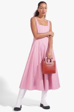 MINI SHIRLEY LEATHER BAG | COGNAC -Staud Store Wells Dress Rosebud 02865 web 2497f6c5 4e7f 4658 8576 20af5a2a4838