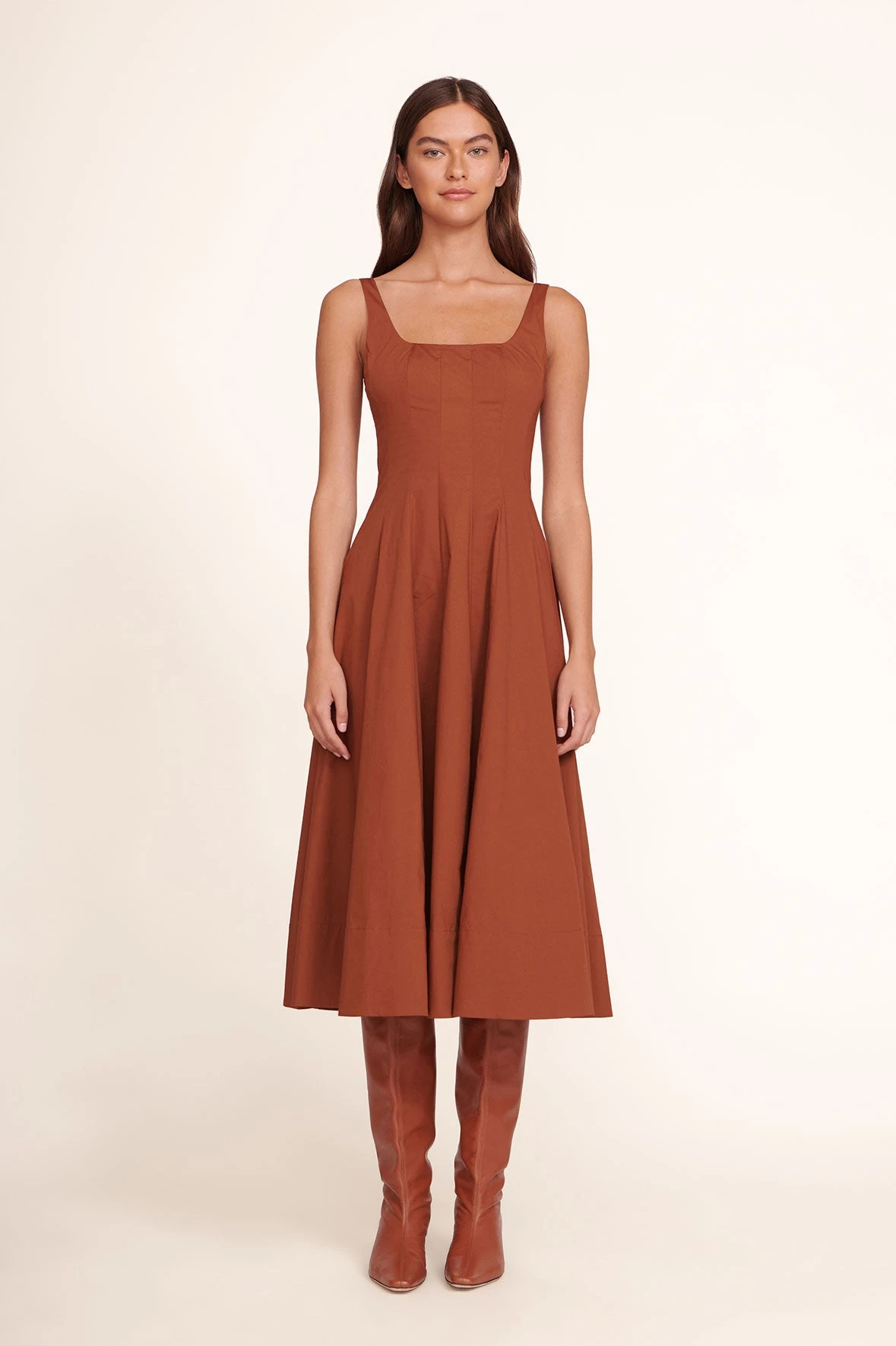 WELLS DRESS | TAN WELLS DRESS | TAN -Staud Store Wells Dress Tan 819 edit web