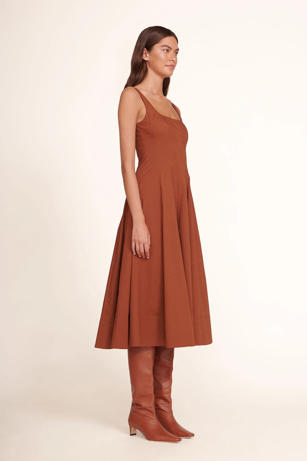 WELLS DRESS | TAN WELLS DRESS | TAN -Staud Store Wells Dress Tan 821 edit web