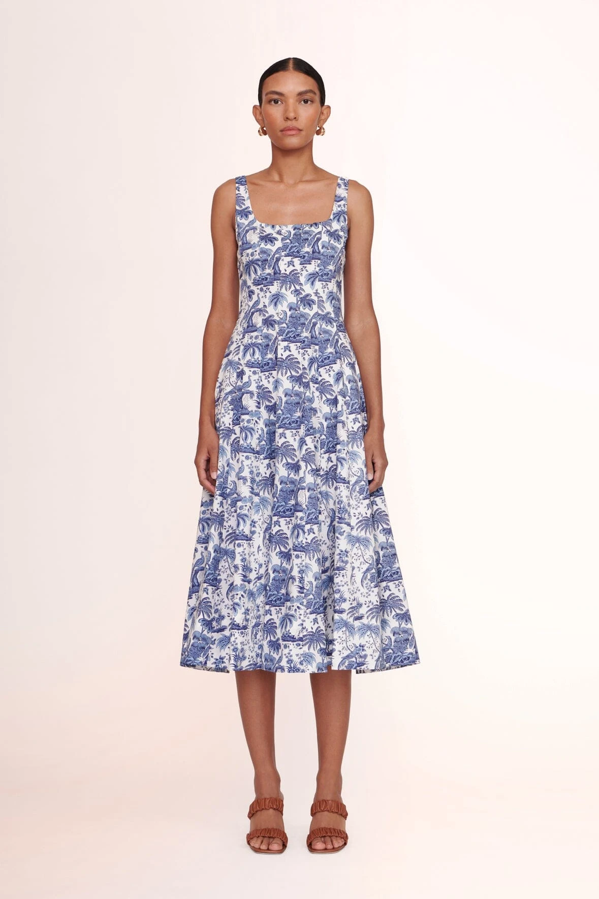 FRANKIE WEDGE | TAN FRANKIE WEDGE | TAN -Staud Store Wells dress blue toile 00578 web
