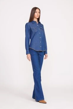 STAUD + WRANGLER THE WESTERN SHIRT | DARK RINSE -Staud Store Wrangler 0811 web