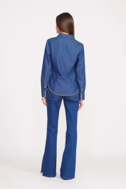 STAUD + WRANGLER THE WESTERN SHIRT | DARK RINSE -Staud Store Wrangler 0818 web