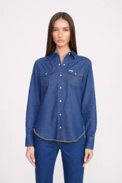 STAUD + WRANGLER THE WESTERN SHIRT | DARK RINSE