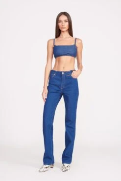 STAUD + WRANGLER THE STRAIGHT CUT JEAN | DARK RINSE -Staud Store Wrangler 0876 web