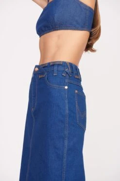 STAUD + WRANGLER THE PENCIL SKIRT | DARK RINSE -Staud Store Wrangler 1046 web