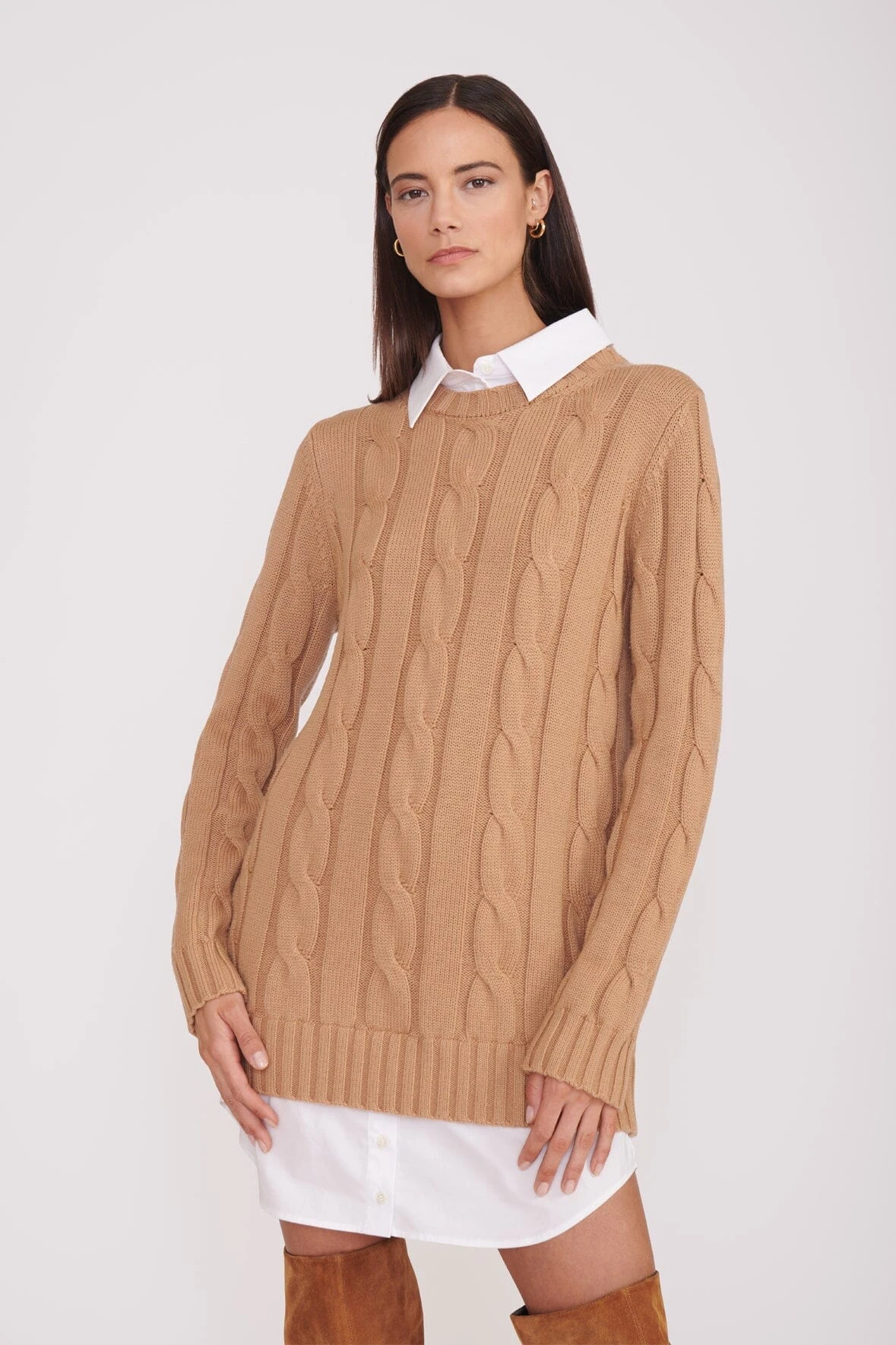 ALDRIN DRESS | CAMEL WHITE ALDRIN DRESS | CAMEL WHITE -Staud Store aldrin dress camel white 1