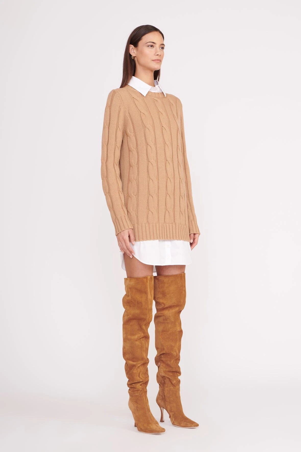 CAMI OVER THE KNEE BOOT | TAN SUEDE CAMI OVER THE KNEE BOOT | TAN SUEDE -Staud Store aldrin dress camel white 5 9303dbfd 4646 4f17 b28c 8d7962389ca5