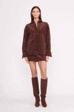 ANNETTE SKIRT | MAHOGANY -Staud Store annette skirt mahogany 7 f35c2dac 5c37 49ae ba3c 62ad144420b7