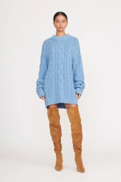 BEEHIVE SWEATER | FRENCH BLUE -Staud Store beehive sweater french blue 1
