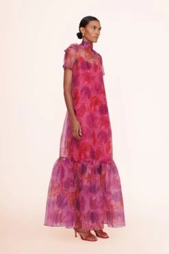 CALLUNA DRESS | MAGENTA PAINTED FLORAL 5 CALLUNA DRESS | MAGENTA PAINTED FLORAL -Staud Store calluna dress magenta 00775 web