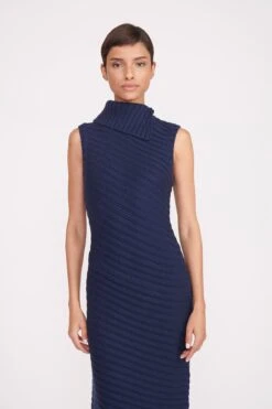 CARY DRESS | NAVY -Staud Store cary dress navy 1
