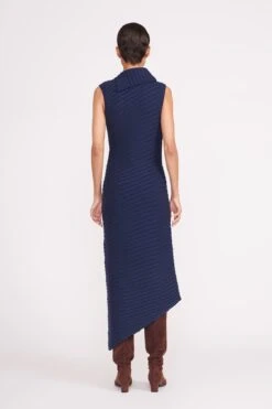 CARY DRESS | NAVY -Staud Store cary dress navy 2 5908618e 6c00 4f51 8bd7 0388b34090ee
