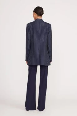 CITY BLAZER | NAVY PINSTRIPE -Staud Store city blazer navy pinstripe 4 0c729a8f f776 4bfd 829d e680c8f2f2bf