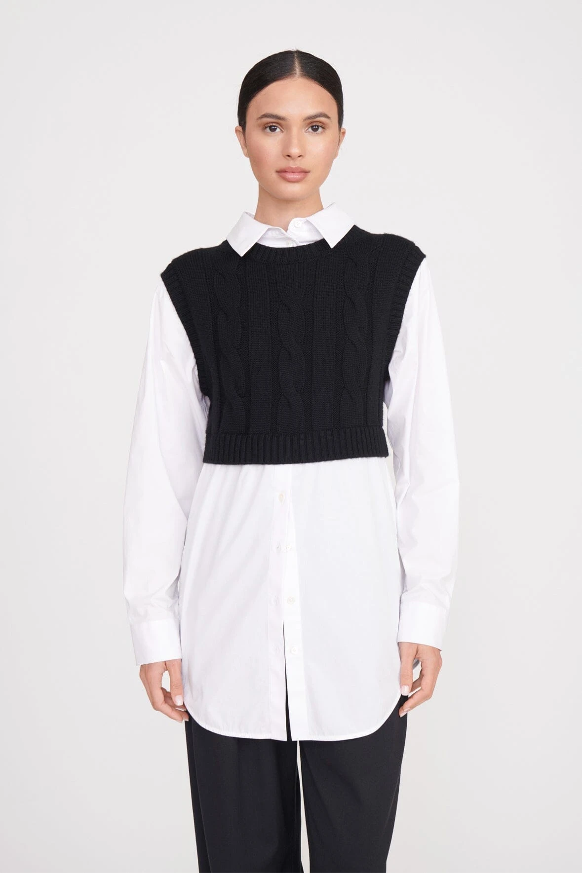 COOPER TOP | BLACK WHITE COOPER TOP | BLACK WHITE -Staud Store cooper top black white 1