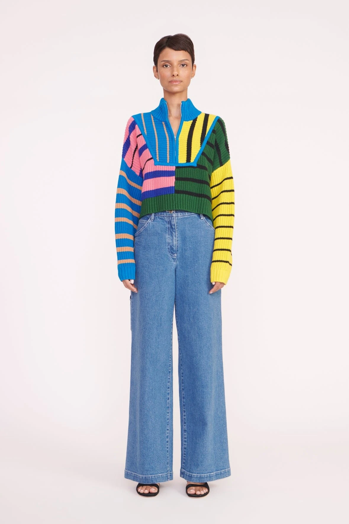 CROPPED HAMPTON SWEATER | FORMENTERA STRIPE CROPPED HAMPTON SWEATER | FORMENTERA STRIPE -Staud Store cropped hampton formentera stripe 05271 web