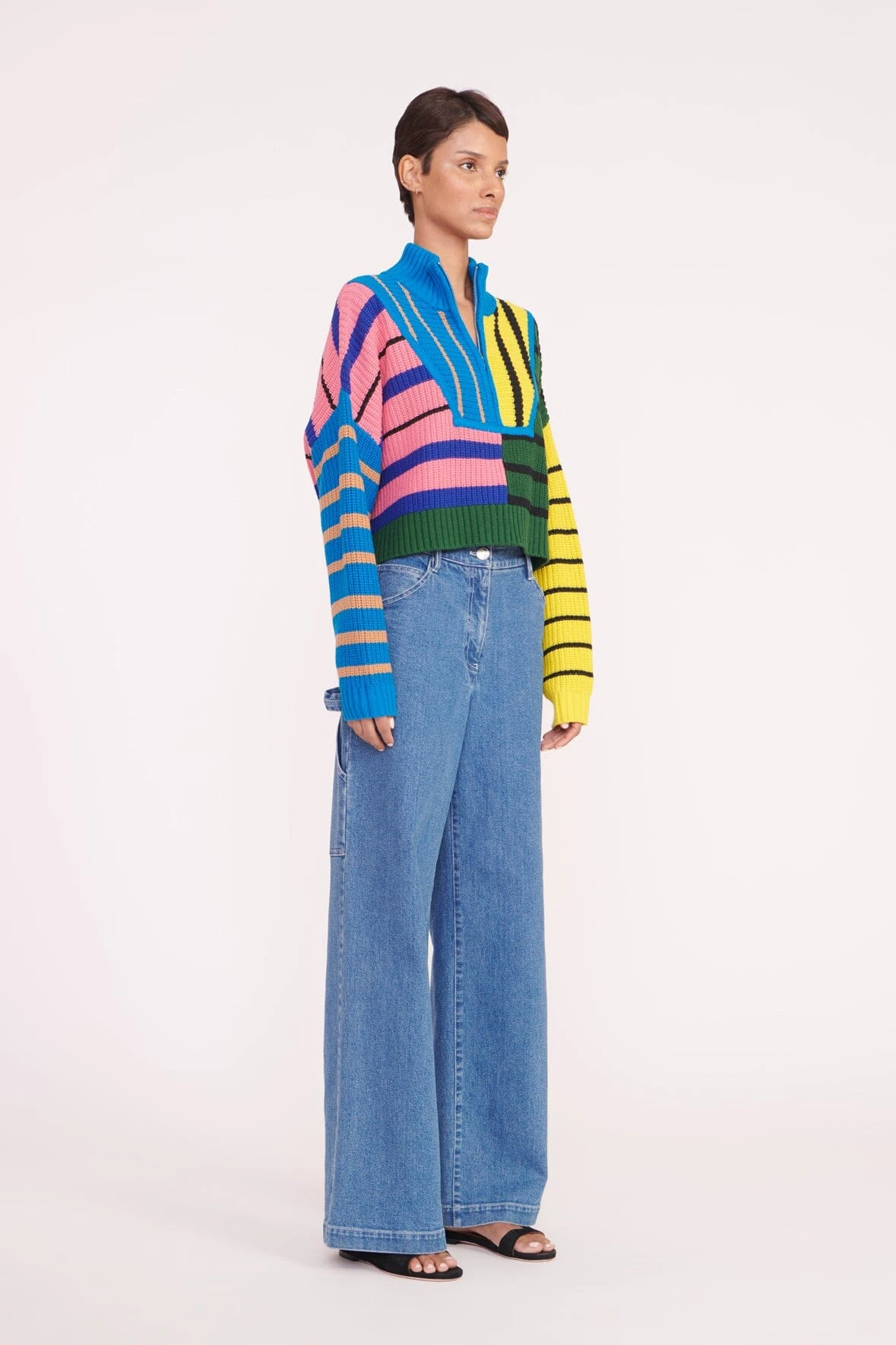 CROPPED HAMPTON SWEATER | FORMENTERA STRIPE CROPPED HAMPTON SWEATER | FORMENTERA STRIPE -Staud Store cropped hampton formentera stripe 05274 web