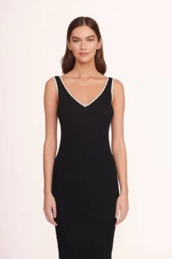 DANA DRESS | BLACK -Staud Store dana dress black white 1